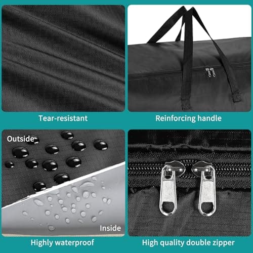 4 Pack 130L Large Travel Duffle Bags, Water Resistant Heavy Duty Foldable Sports Duffel with Metal Zippers for Camping Moving, 1680D Oxford Cloth Luggage Holdall 101x36x36cm Black (101cm 130L) — view 3