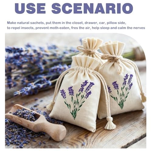 12 Pack Lavender Bags, Lavender Sachets for Wardrobes Drawers and Storage, 8 x 10 cm, Natural for Moth Repellent and Aromatherapy, Scented Fabric Pouches for Clothes Home and Car Freshening — view 6