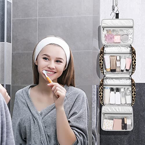 Hanging Travel Toiletry Bag, Large Capacity Wash Bag Waterproof Cosmetic Bag Makeup Organizer with 4 Compartments & 1 Sturdy Hook for Women/Men — view 2