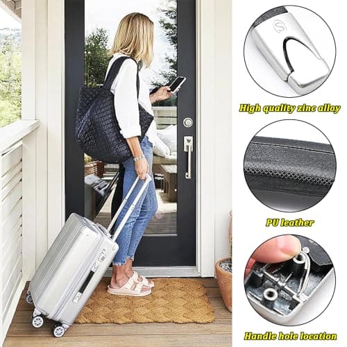 Begpoee 2 Pieces Luggage Case Handle Suitcase Carrying Grip for Repairing, Luggage Handle Replacement, With Screws and Washers, For Suitcases, Travel Suitcases, Tool Boxes(23cm, Black + Silver) — view 4