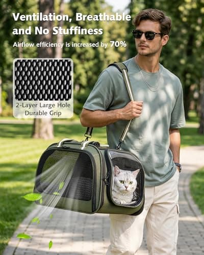 pecute Cat Carrier Stable, Large Space, Pet Carrier Bubble Window,Green — view 6