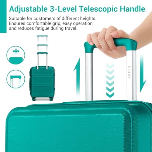 Kono 55x40x20cm Cabin Suitcase ABS+PC Hard Shell 20" Carry On Hand Luggage — view 5