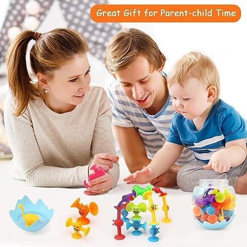 BelleStyle Suction Bath Toys for Kids, 26 Pcs Silicone Sensory Travel Toys with Suction Cup Bees & Animals, Montessori Building Toys for 3-7 Years Old Boys & Girls — view 5