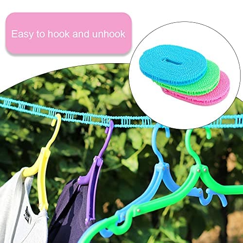 Pack of 3 Portable Clothesline 5M Washing Line Anti-slip Clothes Line Clothes Drying Rope for Outdoor and Indoor Hotel Use — view 4