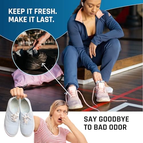 SmellWell Odor Eliminating Air Purifying Bags (2 Pack | 100g) Activated Bamboo Charcoal Air Freshener for use from Gym to Car to Home (White stripes, small) — view 4