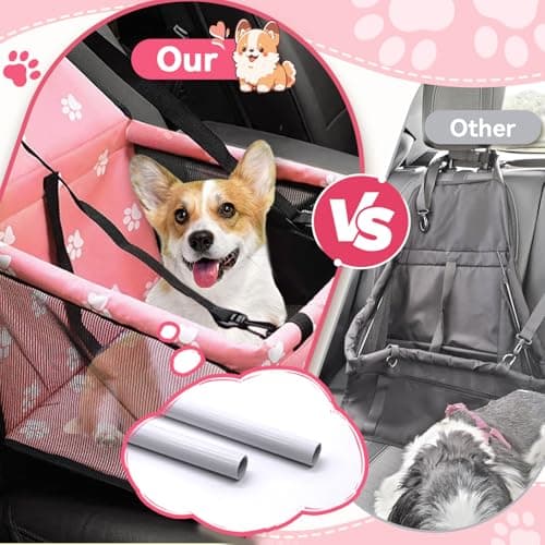 Flagest Dog Car Seat, Foldable Washable Mesh Carrier for Small Dogs, Pink — view 3