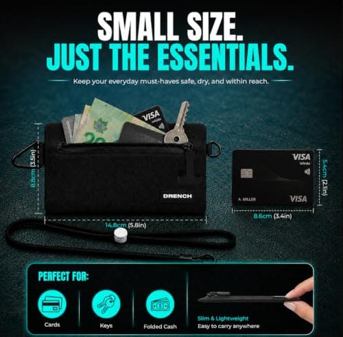 Drench Waterproof Wallet for Beach & Water Adventures, Black — view 2