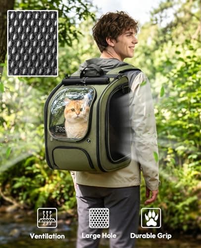 pecute Cat Backpack Large Space, Cat Carrier Backpack Bubble, Green — view 4