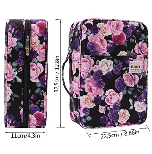AYVANBER Large Pencil Case - 304 Slots, Colourful Pencil & Gel Pen Storage Bag, Suitcase for Students, Purple Pink Rose — view 2