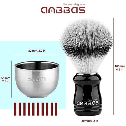 Anbbas Synthetic Badger Shaving Brush,3in1 Kit with Stainless Steel Shaving Stand and Bowl for Men Wet Close Shave — view 3