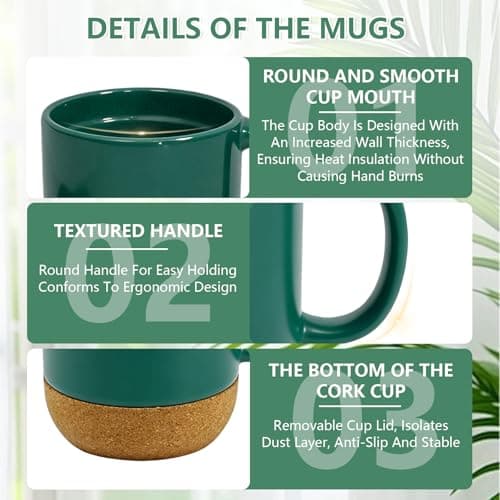 Eidoct Travel Ceramic Cup with Handle, Ceramic Coffee Mug 400ML — view 3