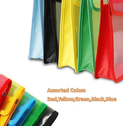 A4 Plastic Wallets, 5 Pcs Popper Wallet Plastic Document Folder Premium Pockets Files Envelope for School Office Home, with Snap Closure,Large Capacity — view 3