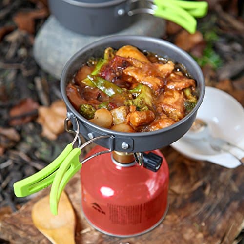 MalloMe Camping Cookware Mess Kit, Camping Cooking Set 10 Pcs - Camping's Pans and Pots Set for Travel Backpacking Portable Camp Essentials Equipment & Accessories, Camp Pot for Food & Kitchen — view 4