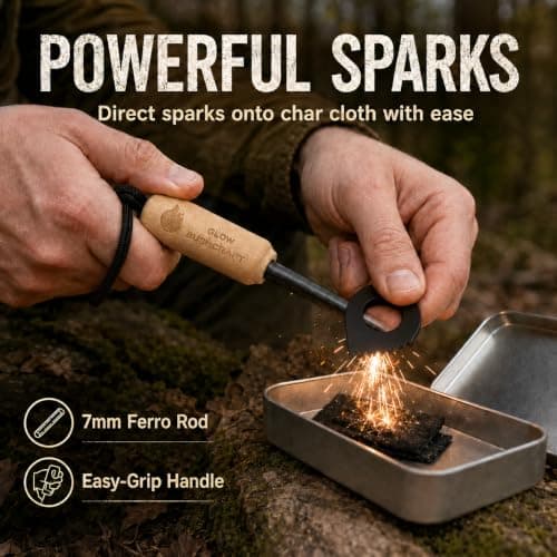 Flint and Steel Fire Starter Kit - Bushcraft Ferro Rod & Striker — view 2