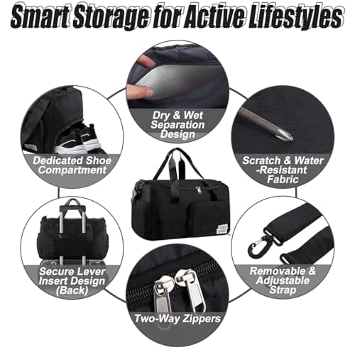 Lychico Large Sports Duffle Bag with Shoe Compartment, Waterproof Gym Bag for Men & Women, Multi-Compartment Holdall for Travel, Work, Overnight — view 4