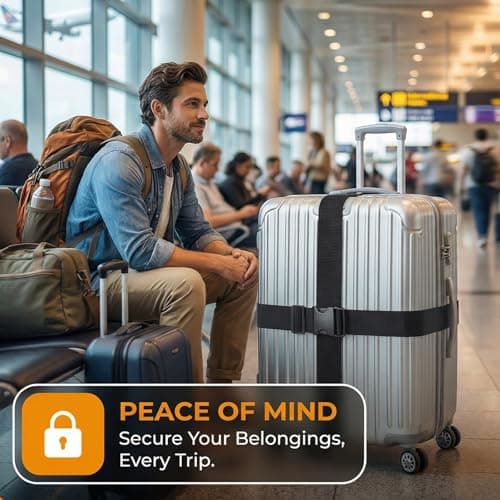 Heavy Duty Luggage Straps for Suitcases Packing Belts Travel Accessories Adjustable Bag Strap 2 Pack (Yellow) — view 5