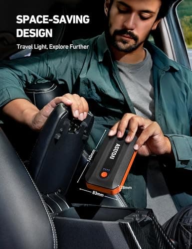 AstroAI B8 Car Jump Starter Power Pack (7.0L Petrol/5.5L Diesel), Orange — view 3