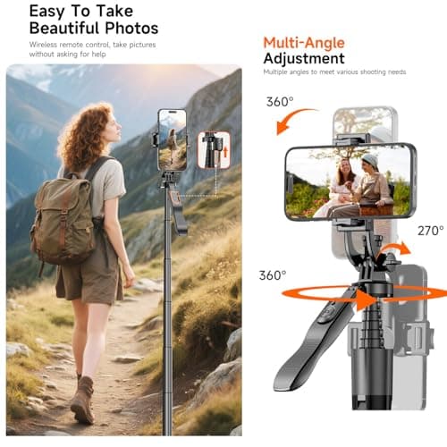 66.9'' Phone Tripod, Unique Auto-Pop Open Selfie Stick,Extendable Aluminum Smartphone Tripod with Remote & Steady Handle, 360 Rotating Portable Phone Stand Filming for iPhone Travel Vlog — view 6