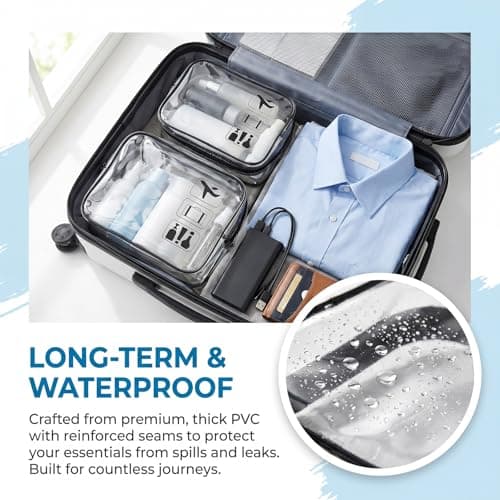 2 Pcs Clear Travel Toiletry Bags, TSA Approved Waterproof PVC Bag, 18×12×6cm Portable Cosmetic Wash Bag for Women & Men — view 5