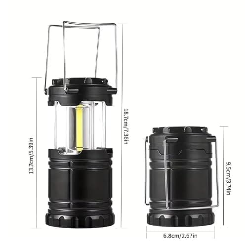 2 Pack Collapsible Outdoor LED Camping Lantern, Portable Battery Powered Light, Pop Up Lantern, Emergency Torch with Foldable Handle for Hurricane Power Cut Camping Hiking Garden Shed Car & Home — view 2