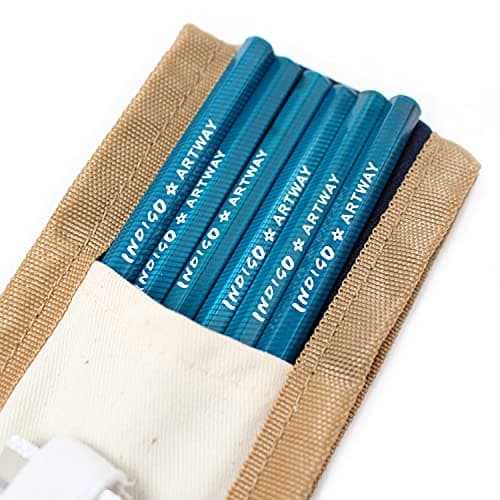 Artway Indigo Pencil Wallet Set - inc. 6 graded graphite pencils (HB-10B), pencil wallet, Pentel eraser and metal sharpener — view 6