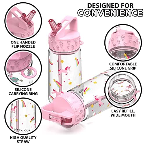 HydroKids Water Bottle with Straw – 400ml BPA Free Kids Water Bottles for School Travel Sports – Leakproof Childrens Drink Bottle for Girls Boys Childs… — view 3