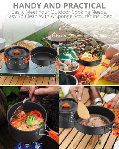 HOMGEN Aluminium Camping Cooking Set with Folding Cutlery for 2-3 People — view 5