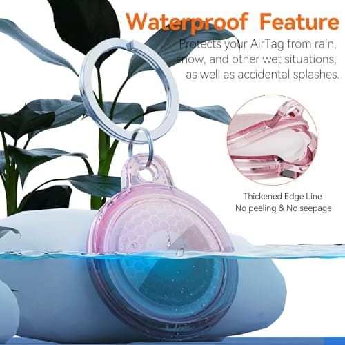 New IPX8 Waterproof Airtag Holder, 6 Pack Airtags Case with Keychain, [Tightly Sealed] [Drop-Proof] [Anti-Scratch] Full Body Protective Airtag Holder, Find Your Luggage, Pet, Keys, & More (6 Colors) — view 3
