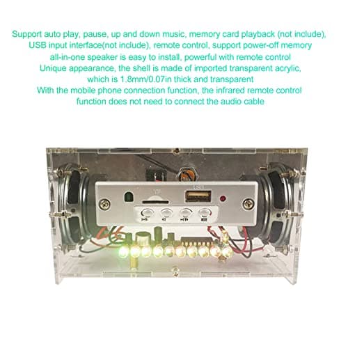 Stylebest DIY Bluetooth Speaker Box Kit Compact Voice Control Light High-Fidelity Sound Amplifier Set for Home and Outdoor Use Transparent Acrylic (Voice controlled running water lamp + Bluetooth) — view 4