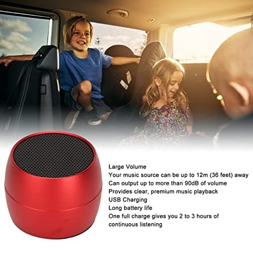 Portable Bluetooth Shower Speaker, USB Charging Large Volume Waterproof Outdoor Wireless Speaker, Lightweight Compact Travel Speaker for Shower Room Car (Red) — view 4