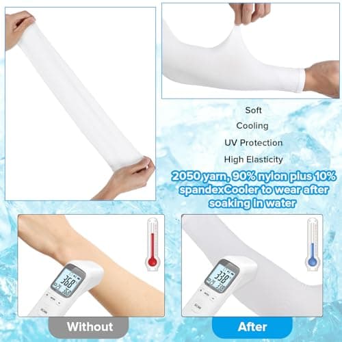 Tyqour 4 Pairs Uv Sleeves for Men Women, White Sun Protection Arm Sleeve Cooling Compression Arm Sleeves for Driving, Golfing, Fishing, Cycling, Hiking, Doing — view 4