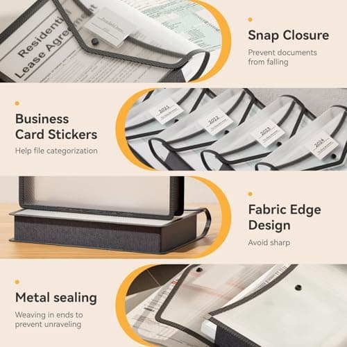 ABC life A4 Plastic Wallets, 6 Pcs Popper Wallet Plastic File Folder Poly Envelope Expanding File Wallet Document Folder with Snap Closure, Premium Pockets Files Envelope for School Office Home — view 4