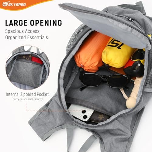 SKYSPER 20L Foldable Hiking Backpack Lightweight Packable Travel Daypack with Chest Strap Small Outdoor Folding Back Pack Collapsible Bag for Women Men (Grey) — view 2