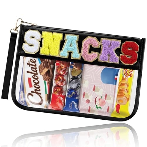 BuyCard Black Snack Bag for Travel,Preppy Waterproof Pouch