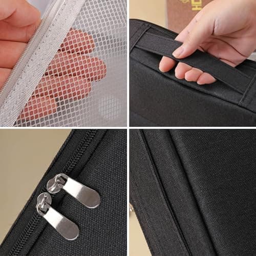 Cosmetic Bags Doresty Makeup Bag Purpose Large Capacity Cloth Standing Makeup Bag Organizer with Compartments Portable Vertical Toiletry & Stationery Storage Cork Wallet Women (Grey, One Size) — view 2