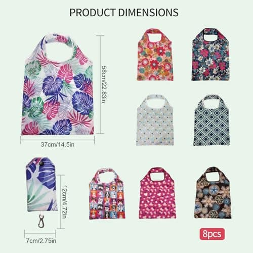 LIUQOBN 8 Pack Foldable Shopping Bags In Pouch, Reusable Shopping Bags, Portability Foldable Bag For Daily Use Travel — view 4