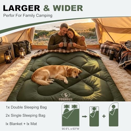 FORINBUY Double Sleeping Bag Queen Size XL Flannel 4 Season — view 4