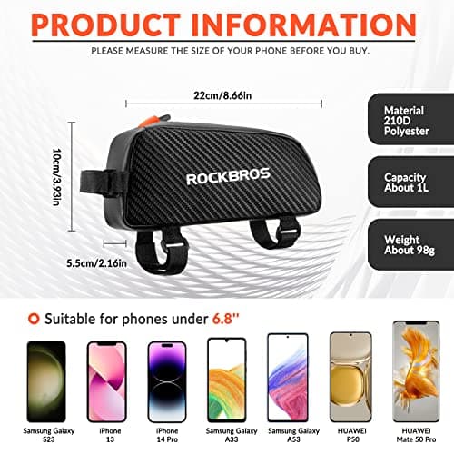 ROCKBROS Bike Frame Bag Bicycle Pouch Top Tube Bag — view 2