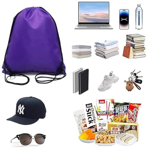 Senshuomy Drawstring Bags Swimming Sports Back Pack Drawstring Gym Bag for Mens & Womens - Ideal for School Travel, Picnic, Holidays, Shopping, Yoga （Purple/2pcs — view 6