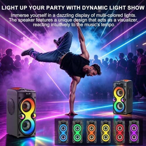 Cawinii Portable Bluetooth Speaker, 200W Peak Wireless Speakers — view 4