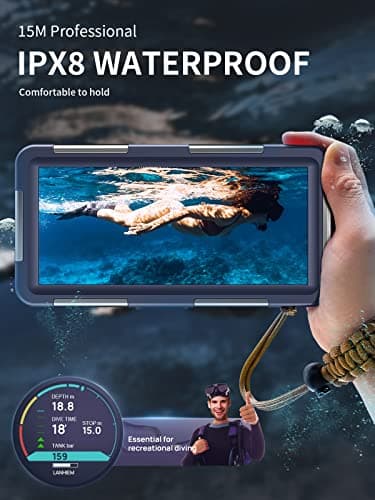 Lanhiem Diving Waterproof Phone Case, [Upgrade&Universal] Underwater for Photo Video Outdoor Swimming Snorkeling Surfing for iPhone Galaxy Huawei Series Smartphones (Orange) — view 3
