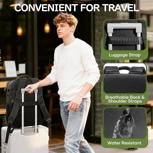 HYC00 Lunch Backpack with Insulated Cooler Box, Large 17 Inch Laptop Backpack for Women Men Picnic Bag with Lunchbox Compartment, Work Rucksack Bags Cooler Lunch Backpacks for Camping Travel, Black — view 6