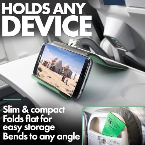 Flight Flap Airplane Phone Holder - Foldable Plane Phone Stand for Travel - Flexible Mobile Stand for Desk & Bed - Flight Mobile Holder Desk - Accessories Travel Essentials For Flying (Green) — view 4