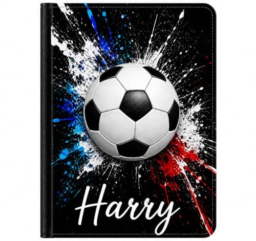 Speaking of Gifts Personalised Football Passport Cover – Boys Soccer Travel Document Holder – Kids Name Holiday Gift