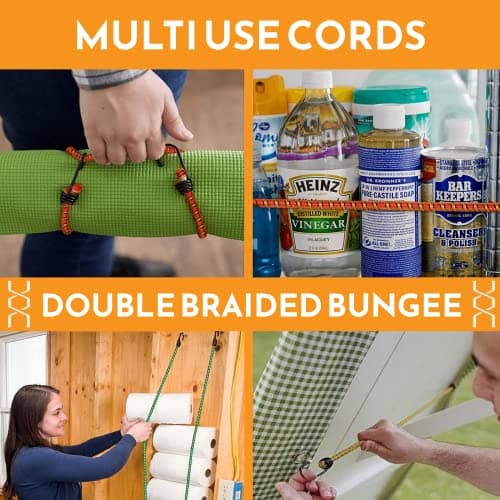 Xtremeauto Bungee Cords With Hooks 𝐉𝐮𝐦𝐛𝐨 𝐏𝐚𝐜𝐤 Of 12 Heavy Duty [𝐌𝐢𝐥𝐢𝐭𝐚𝐫𝐲 𝐆𝐫𝐚𝐝𝐞] Bungee Cord, UV Resistant Double Braided Elastic Bungee Straps For Securing Tarps Luggage Tents — view 6