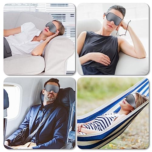SUSNUAN Eye Masks for Sleeping, 3D Contoured Sleep Mask Light Blocking Sleep Mask for Women and Men, Soft and Comfortable Night Eye Blinder, Suitable for Travel, Flight, Lunch Breaks, Sleeping (Grey) — view 5