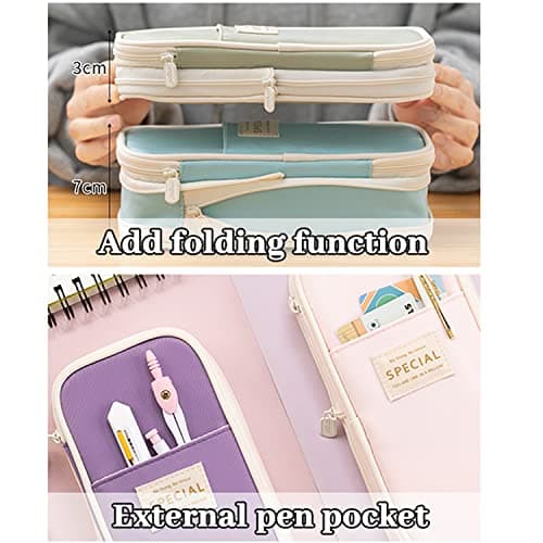 GALER Big Capacity Pencil Case, Large Pencil Case Cute Pencil Pouch Aesthetic Stationery Pen Bag Secondary School Essentials Supplies for Teen Girls Preppy (Light Blue) — view 5
