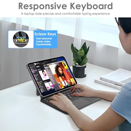 TECHGEAR Magic Keyboard Case for iPad Mini 7 (A17 Pro) & iPad Mini 6, Slim Magnetic Floating Stand, Bluetooth QWERTY, Multi-Touch Trackpad, 7-Color Backlit Keyboard for Study, Travel & Work — view 5