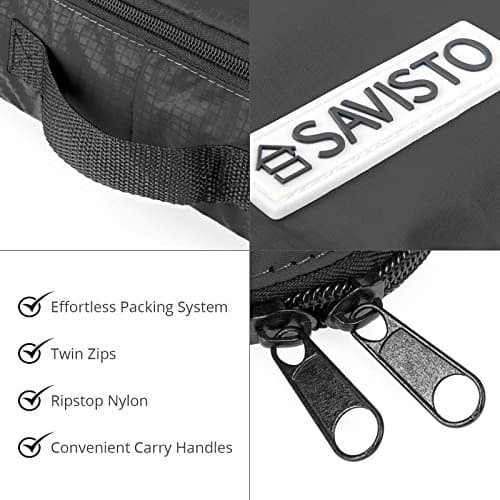 Savisto Packing Cubes 6 Piece Set, Durable & Lightweight Travel Essentials For Suitcases - Includes 1 XL, 2 L, 2 M, 1 S - Available in 8 Stylish Colours - Black — view 5