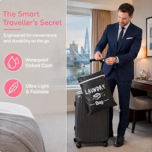 VLUNT 3 Pcs Large Travel Laundry Bag with Zipper & Handle, 19.69" x 14.57" — view 6